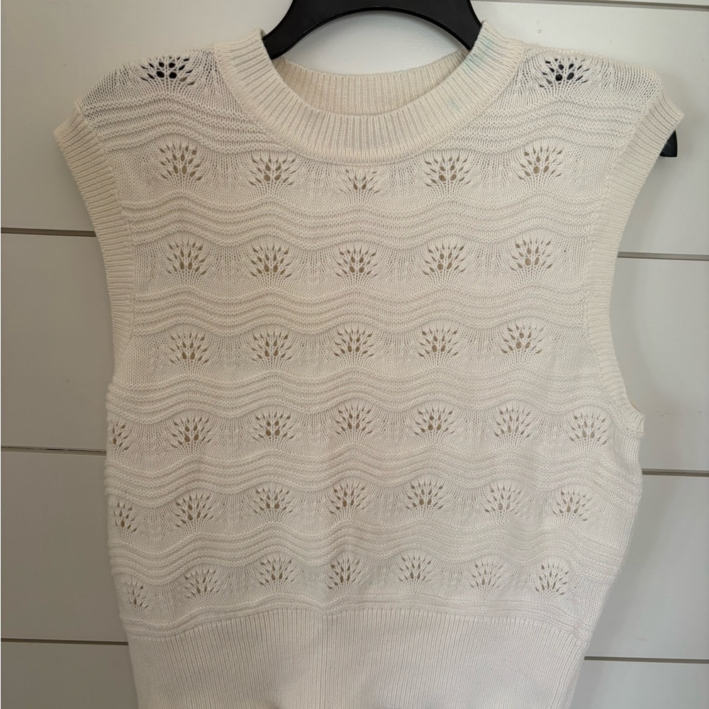 Frye Cream Knit Sleeveless Sweater Shell